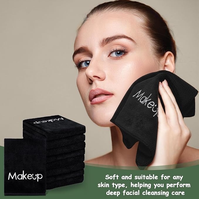 Shimeyao 20 Pack Makeup Towels Black Makeup Washcloths for Face Microfiber Remover Cloth 13x13 Inch Quick Dry Face Towels for Cleaning Hand