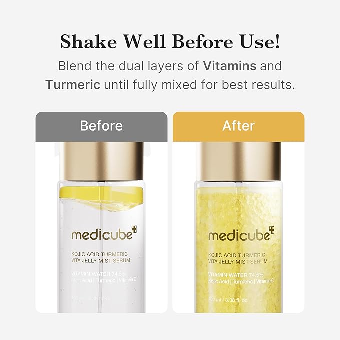 medicube Turmeric Vitamin Gold Jelly Mist Serum | 2-in-1 Daily Facial Spray and Serum | With Vitamin C, Turmeric, Panthenol for Hydrating, Calming Care | Lightweight, Refreshing Mist | Korean Skincare