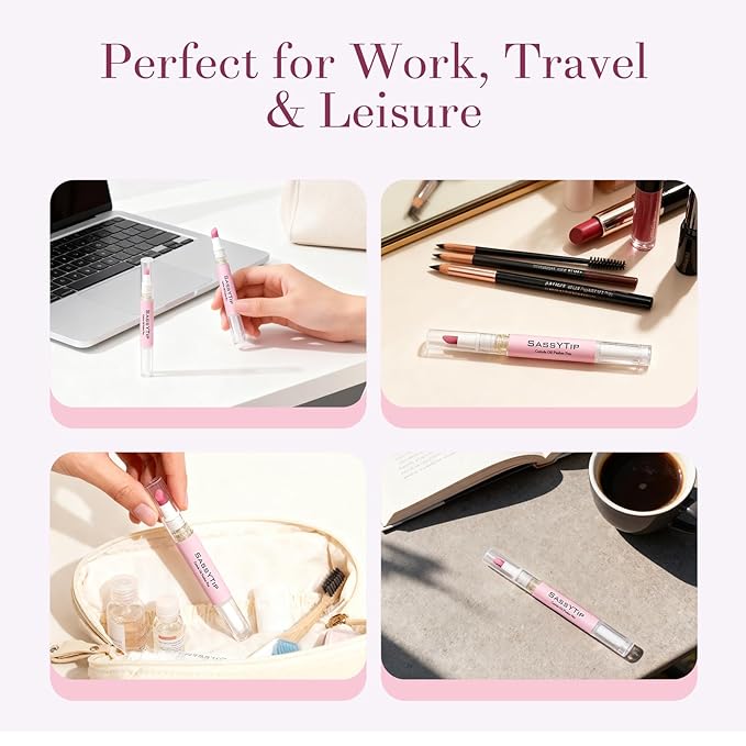 SASSYTIP Ceramic Cuticle Pusher & Oil Pen, 2ml Rose/Lavender Scented Nail Care Pen, Gentle Cuticle Remover for Dry & Damaged Nails, Hangnails, Moisturize Strengthen Brighten (Pink)
