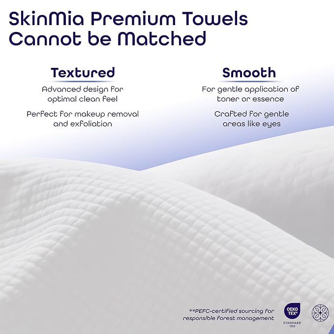 SkinMia Disposable Face Towels XL – Ultra Soft, Clean, Odor-Free Dry Towelettes for Skincare & Makeup Removal Wipes, Plant-Based, Gentle for Sensitive Skin, 50 Count