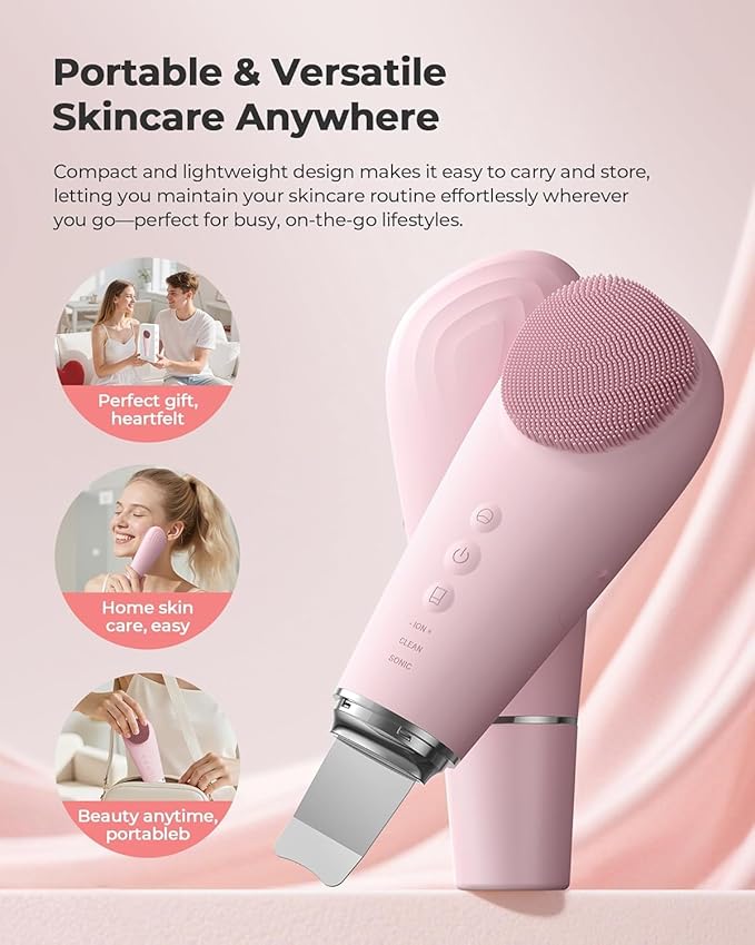 Blackhead Remover Tools - 2 in 1 Electric Face Scrubber Skin Spatula + Electric Silicone Facial Cleansing Brush,Pore Extractor Face Spatula Deep Cleansing for Facial Skincare(2026 Women Gift,7 Modes)