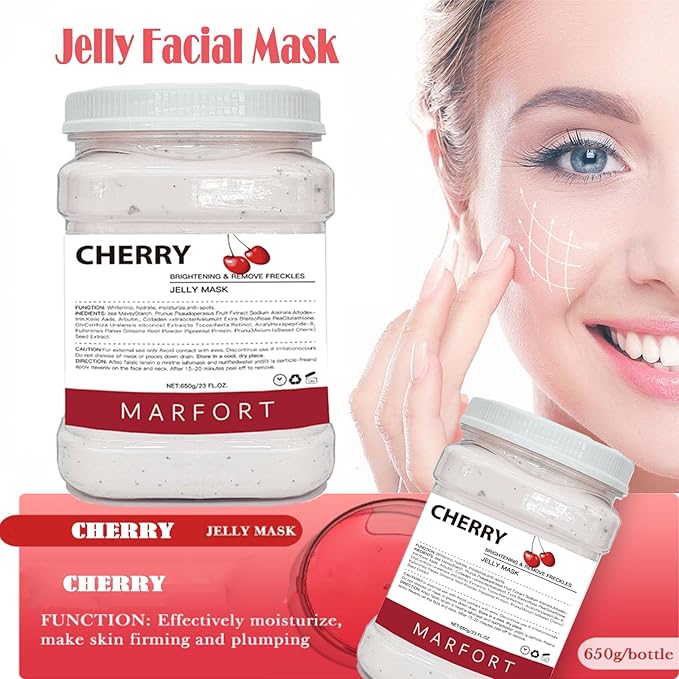 Jelly Mask for Facials Peel-Off Powder Hydrojelly Mask Peel Off Face Masks SkinCare Combination with Professional Skincare Spa Moisturizing & Hydrating 23 Fl Oz (Cherry)