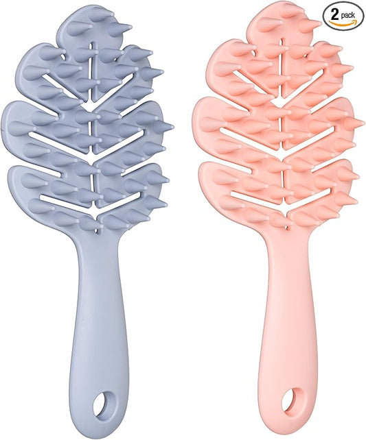Sylune Scalp Massager Brush 2-Pack – Leaf-Grip Shampoo Scrubber for Deep Clean & Hair Care, Gentle for All Hair Types