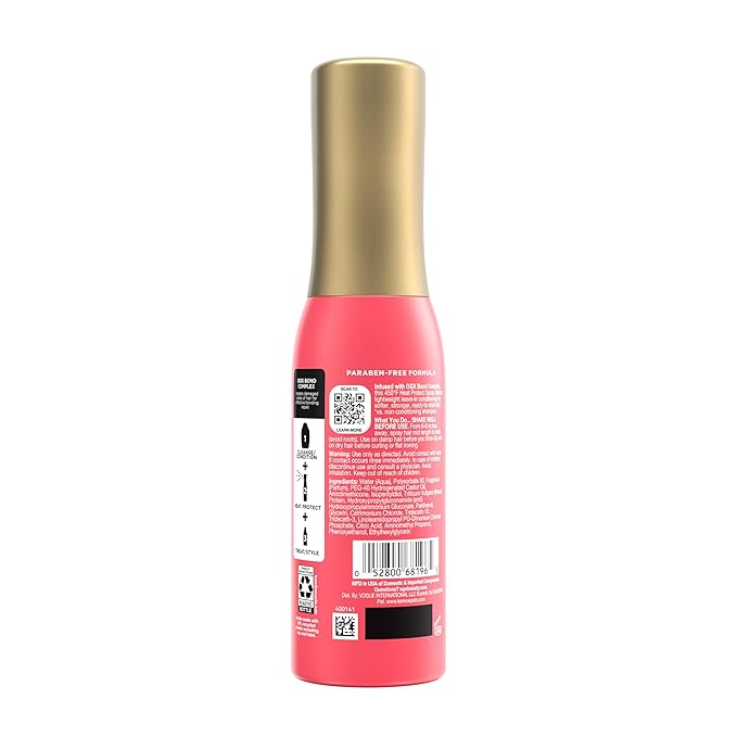 OGX Repair & Protect Bond Protein Repair 450°F Heat Protect Spray, Thermal Protection Spray for Targeted Damage Repair & Protection from Heat Damage, 6.5 fl. oz (Pack of 2)