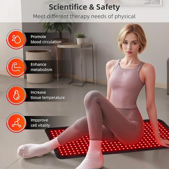 Red Infrared Light Therapy Mat for Body, 31.75" x 11.5" Red Light Pad Upgraded 3 Chips in 1 Beads 360pcs LEDs 660nm 850nm RLT Device for Body Back Shoulder Knee Joint Pain Relief, Ideal Gift