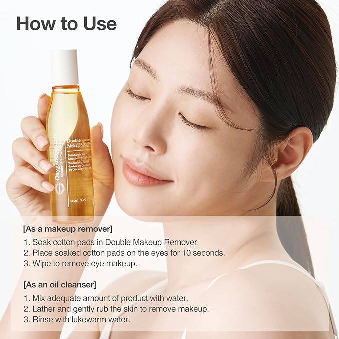 OxygenCeuticals Double Makeup Remover – Gentle Plant-Based Cleansing Oil for Sensitive Skin, Removes Eye & Lip Makeup, Hydrating with Botanical Oils, Jasmine & Hwangchil Extract 3.72 fl.oz (110ml)