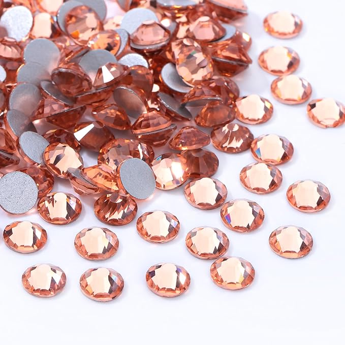 Meibite Champagne Flatback Rhinestones, Glass Rhinestones for Nail Art and Craft, Glue Fix, Loose Crystal Gemstones(Champagne, SS30, 288pcs, 6.4-6.6mm)