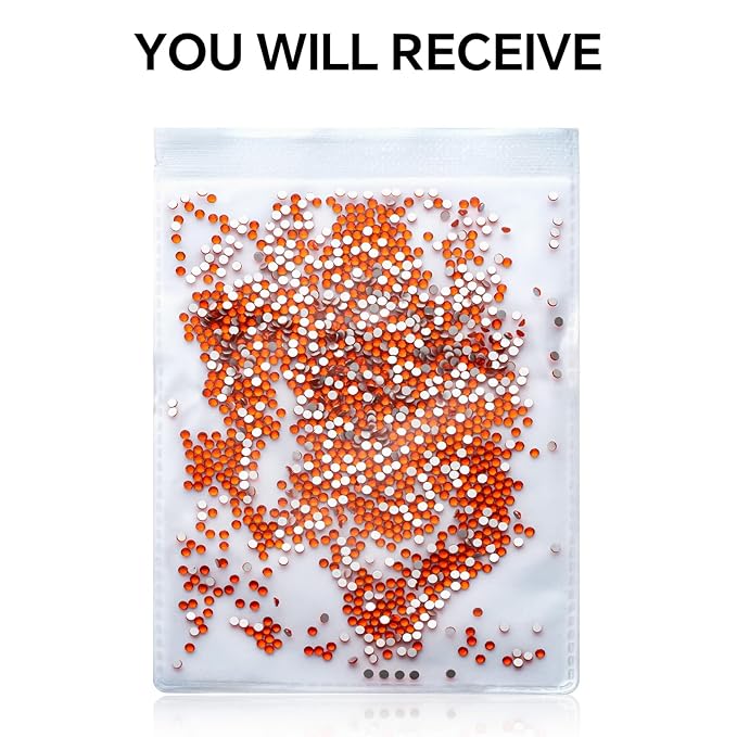 1440Pcs Orange Crystal Rhinestones,Glass Flatback Rhinestones Gemstones Small for Nail Face Makeup Art Crafts Clothes Decoration - (SS10,2.8mm,Orange)