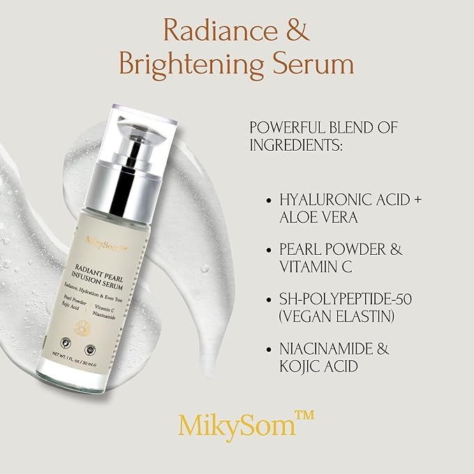 MikySom™ Radiant Pearl Infusion Face Serum with Vitamin C – Brightening & Hydrating (30ml)