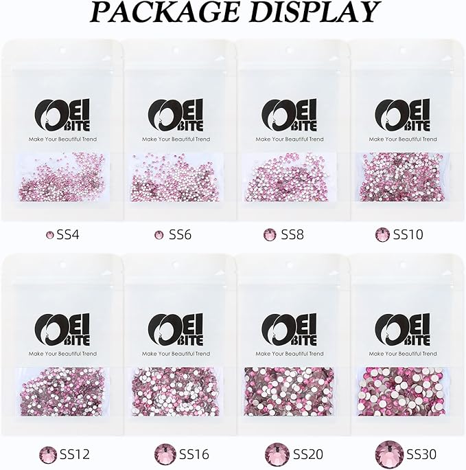 Meibite Light Amethyst Flatback Rhinestones, Glass Rhinestones for Nail Art and Craft, Glue Fix, Loose Crystal Gemstones(Lt.Amethyst, SS8, 1440pcs, 2.3-2.5mm)