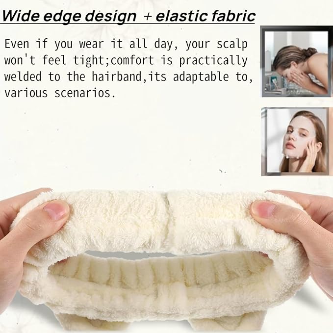 Jimmidy Large Cat Ear Headband,Cute Women Spa Headbands,Face Wash,Skincare Makeup Hairband,Stylish Accessory,Gift for Women,Soft Coral Fleece Headband(white)