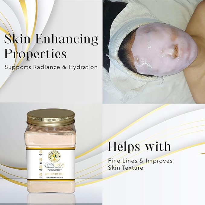Luminous 24k Gold Jelly Mask - Professional Grade hydroglo Jelly Face Masks Skin Hydration, Radiance & Glow, Suitable for all Skin Types - Vajafacial Jelly Mask |12 Applications (30Fl Oz)