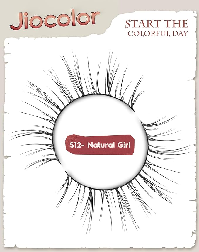 False Eyelashes Natural Look,Wispy C Curl Lashes, Thin Band Eye Lashes, Soft Resuable Strip Lashes, Natural Volume Faux Mink Eyelashes, 7 Pairs 10mm S12