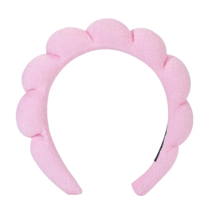 OCTAZI Soft Puffy Headband for Washing Face – Terry Cloth Skincare & Makeup Removal Hair Band for Women & Girls | Non-Slip Bubble Spa Headbands for Facial, Exfoliating, Bath & Beauty Routine