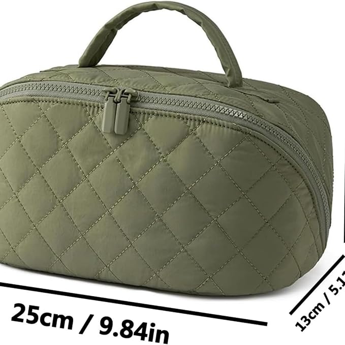 Feilium Travel Makeup Bag, Wide Open Expandable Lay-Flat Cosmetic Case, Padded Organizer for Toiletries & Brushes Large Capacity with Compartments