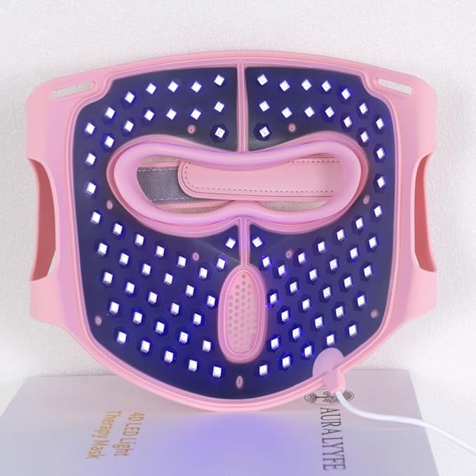 4D LED Light Mask for Skin Rejuvenation and Radiance Enhancement with Red, Blue and Amber Modes, Comfort-Fit Silicone Design, Cordless Rechargeable Skincare Tool