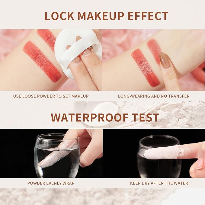 Oil Control Loose Powder, Long Lasting Waterproof Setting Powder with Natural Ingredients, Skin Smoothing, for All Skin Types