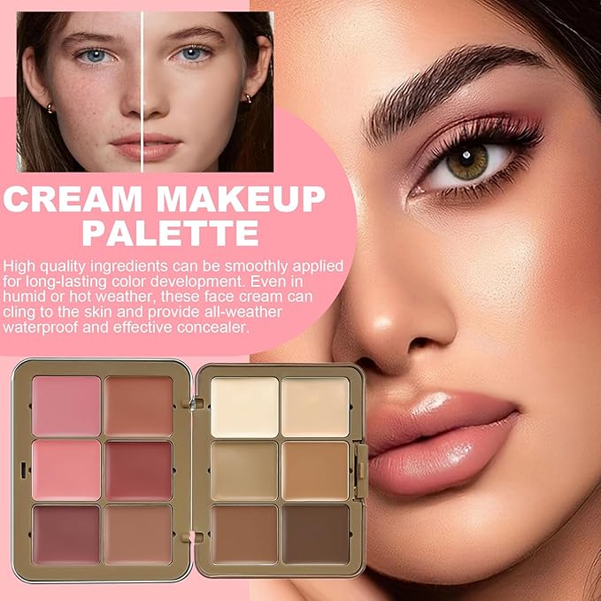 Blush And Concealer Palette | Natural Cheek Blush - 12-color Face Rouge And Contour Palette For Women, Facial Contouring Makeup