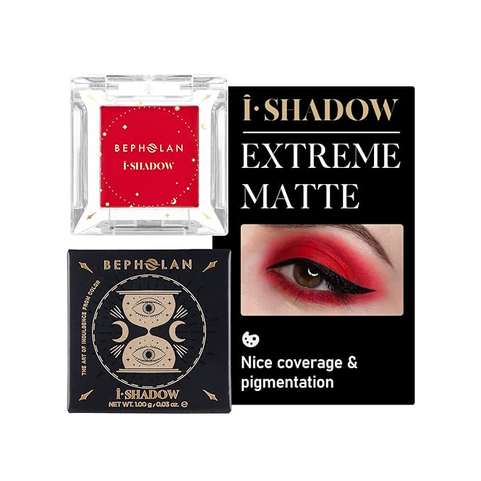 BEPHOLAN Single Matte Red Eyeshadow Palette, Halloween Makeup Color Palette Highly Pigmented, Long-lasting, Intense Colors for Goth Makeup