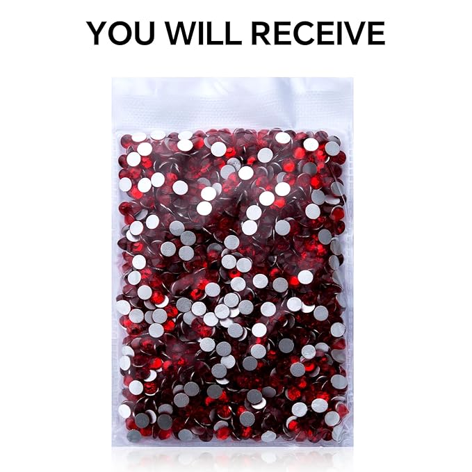 288Pcs Ruby Red Crystal Rhinestones,Glass Flatback Rhinestones Gemstones for Nail Face Makeup Art Crafts Clothes Decoration -(SS30,6.5mm,Ruby Red)