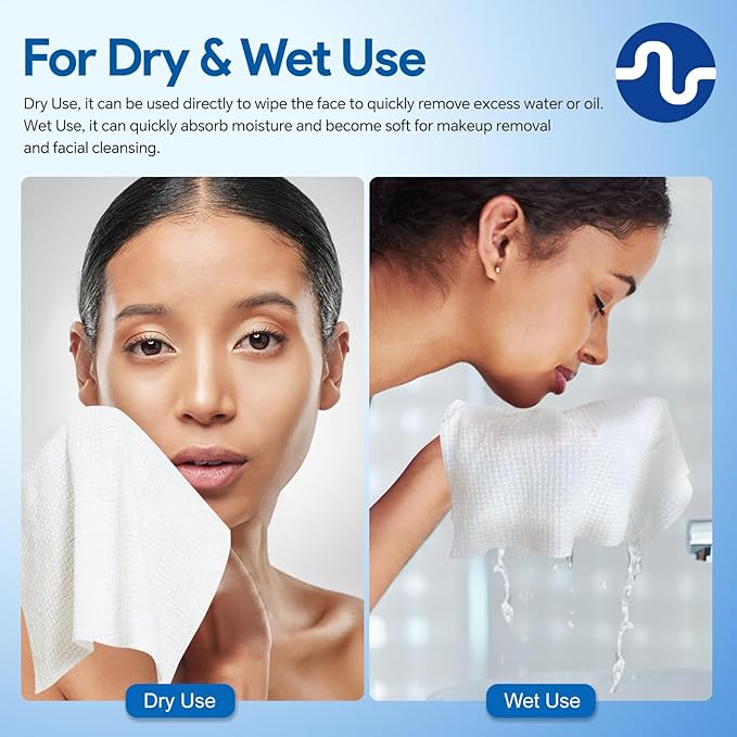 Ultra-Soft Disposable Face Towel - 50 Count/Box, 10" x 12", Biodegradable Towel, Superior for Sensitive Skin Face Towelette, Personal Hygiene (200 Count (4 Boxes))