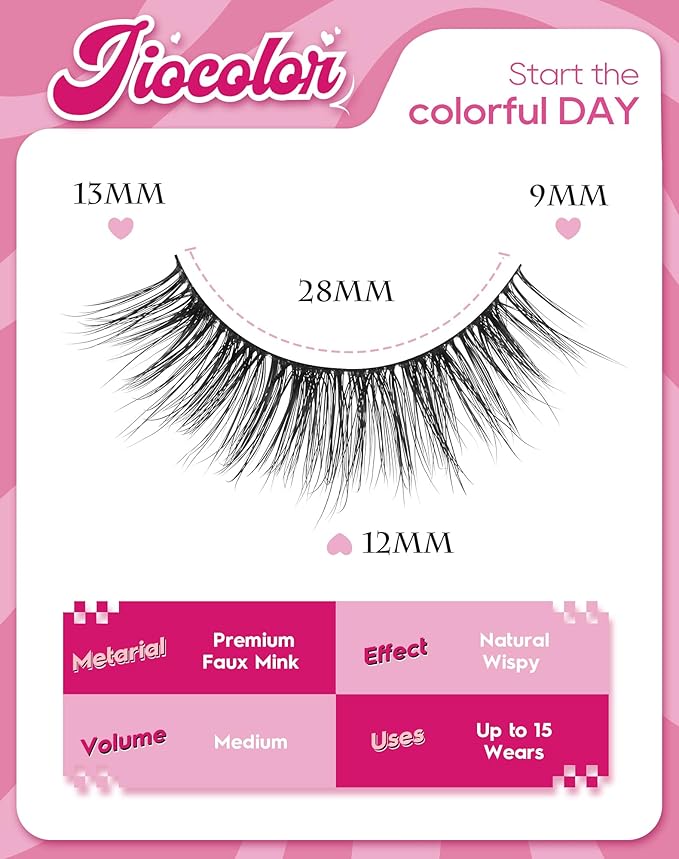 Wispy Fake Lashes Natural False Eyelashes Light C Curl Eye Lashes Sets Pack Natural Look Classic Lashes 13mm Thin Band Faux Mink Lashes 75-SHOOK