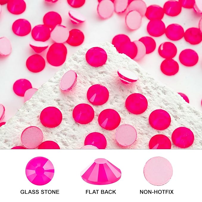 Novani 576 Pieces Flatback Rhinestones Glass Round Gems Neon-Rose Crystals for Nail Art DIY Crafts Clothes Shoes,SS30,6.4-6.6mm