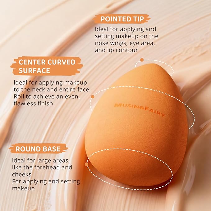 2 Pack Makeup Blending Sponge Set with Acrylic Storage Case, Latex-Free Beauty Sponge Blenders,For Matte & Smooth Foundation, Flawless Matte Finish,Streak-Free Finish,Easy to Clean