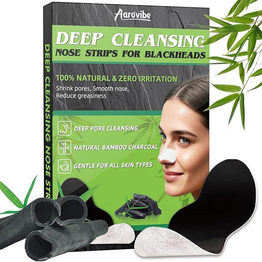 Blackhead Remover Strip, Deep Cleansing Charcoal Strips, Powerfully Absorbs Blackheads, Whiteheads & Oil-control Nose Strip, Nose Pore Strips for Unisex & All Skin Types