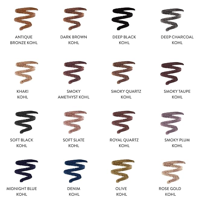 LAURA GELLER NEW YORK Kajal Longwear Kohl Eyeliner Pencil - Soft Slate Kohl - Caffeine and Vitamin E - Smooth & Blendable Liner - Built-In Sharpener