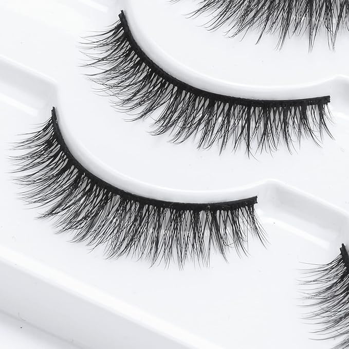 SONAFEEL False Lashes Natural Look Eye Lashes Pack Short Natural Eyelashes Wispy Strip Lashes Small Crisscross Daily Fake Eyelashes Reusable Faux 3d Mink Lashes Pestañas Postizas Naturales