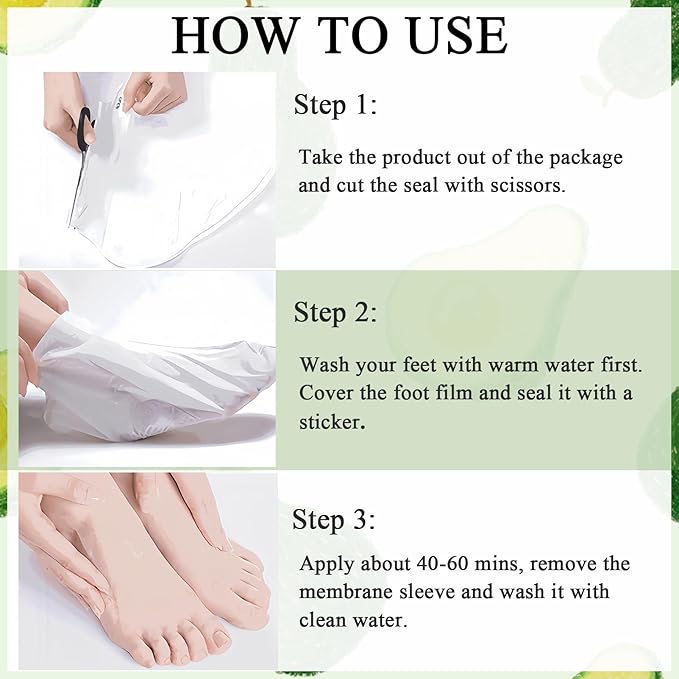 Shea Butter Foot Peel Mask 5 Pairs, Exfoliating Foot Masks for Dry Cracked Feet, Avocado Moisturizing Foot Mask Socks for Women & Men, Hydrating Foot Exfoliator for Soft Smooth Feet