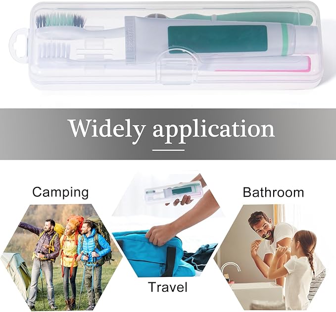 Gamdee Toothbrush Travel Case 2 Pack, Clear Toothbrush Case Holder Travel Size Plastic Toothbrush Holder Toothpaste Storage Container Portable for Traveling, 7.87 x 2.36x 1.18”