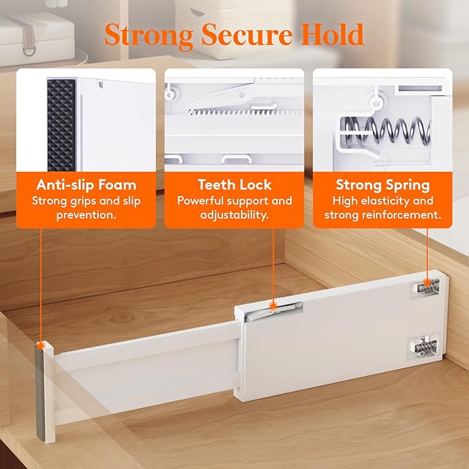 Lifewit 18 Pack Drawer Dividers 4" High, 11-17" Adjustable Drawer Organizers for Clothes, Expandable Dresser Separators in Bedroom/Bathroom/Kitchen/Office Organization and Storage, White