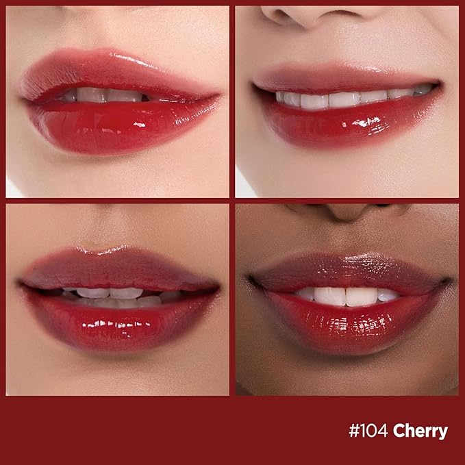 Laka Fruity Glam Lip Tint Mini, 1.9g/0.07oz, Glowing Lip Stain with Wide Color Spectrum, Hydrating & Lightweight Texture, Long-Lasting Bold Stain, Non-Sticky, Vegan, K-Beauty (#104 Cherry)