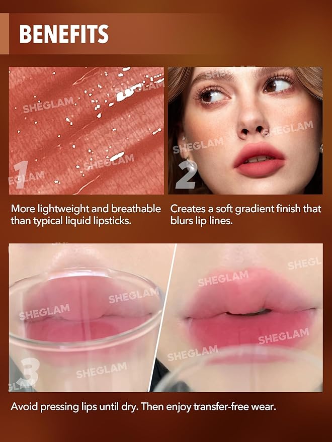 SHEGLAM Soft Haze Lip Blur Waterproof Liquid Lipstick Matte Transfer-Proof Lip Tint Lasting Super Stay Lip Stain-Text Me