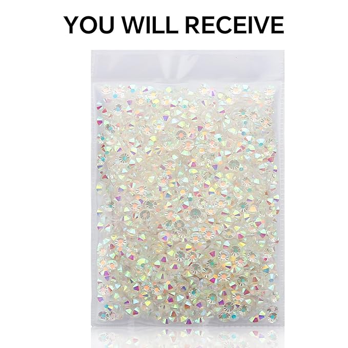 1440Pcs Transparent AB Crystal Rhinestones,Glass Flatback Rhinestones Gemstones for Nail Face Makeup Art Crafts Clothes Decoration -(SS16,4.0mm,Transparent AB)
