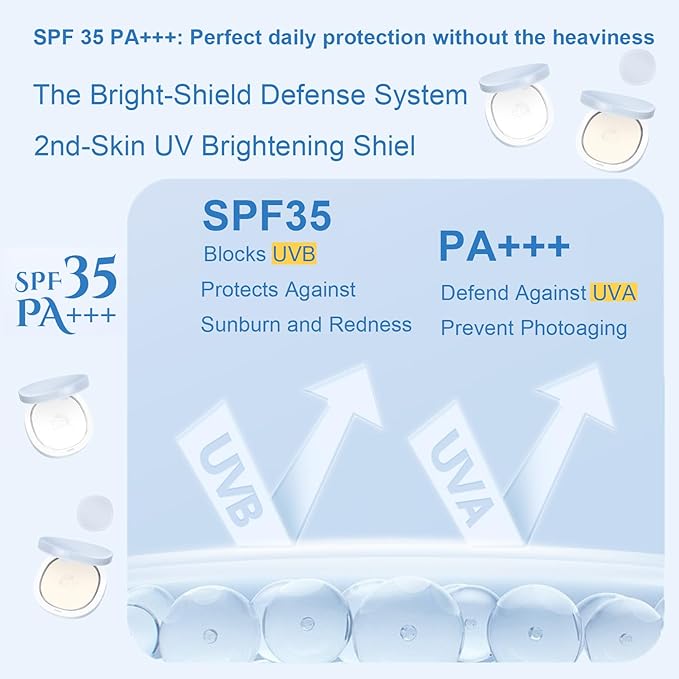 Sunscreen Compact Powder, Setting, Touch-up, Base Makeup, Sun Protection 4-in-1, SPF35 PA+++ with zinc oxide talc free Oil Control, Matte Finish, Longlasting Makeup Anti-dullness (Complexion, Normal)