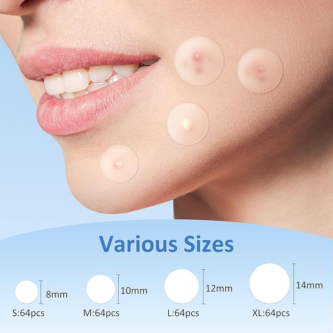 Breiboz Pimple Patches for Face, Skincare Hydrocolloid Acne Pimple Patch Invisible Zit Covers with Tea Tree, Salicylic Acid & Cica Oil | 4 Size 240 Counts