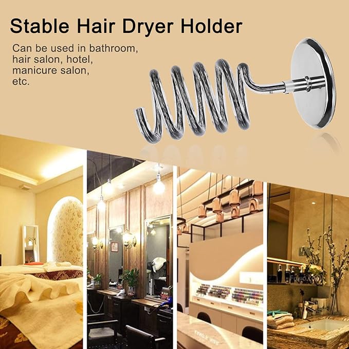 Hair Dryer Holder Countertop, Acrylic Hair Dryer Stand with Stainless Steel Base, Blow Dryer Holder Hair Tool Organizer for Bathroom, Vanity, Salon, Home