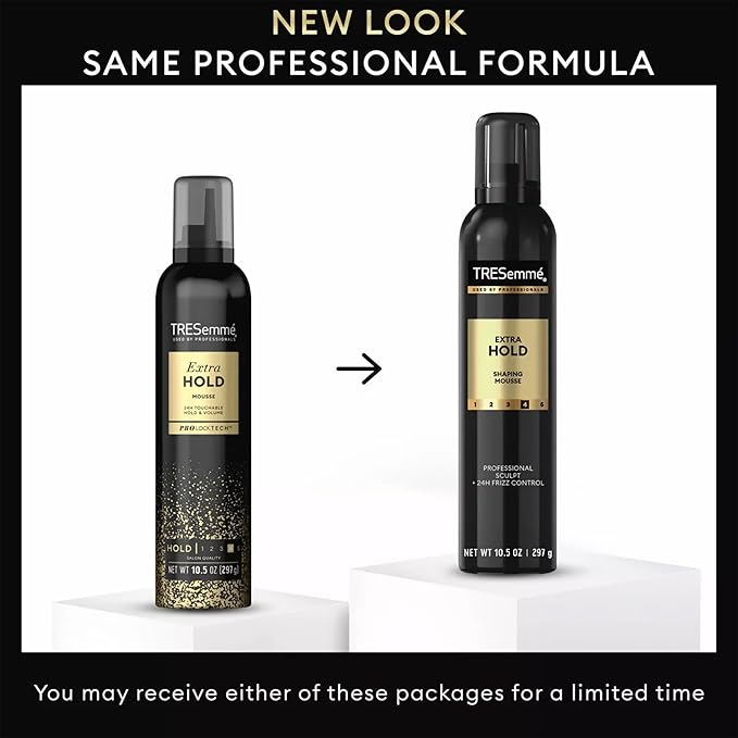 TRESemmé Shaping Mousse, Extra Hold 2-Pack – Moisturizing Hair Mousse for Sculpting, 24H Frizz Control + Keratin Mask