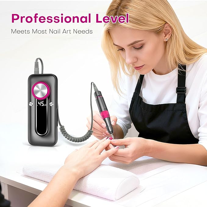TUOBEO Nail Drill Electric Nail File Kit 45000 RPM Professional Efile Nail Set,Cordless Portable Rechargeable Acrylic Gel Nail Polish Remover Machine Pedicure Manicure Tool for Salon Home Gray