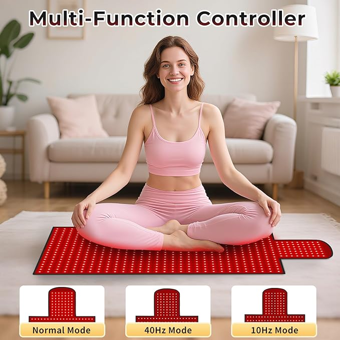 47.5"x20" Body Red Light Therapy Mat, Eligible Red Light Therapy Blanket, 770pcs Dual Wavelength LEDs(660nm& 850nm), Premium Leather, Adjustable Timer & Intensity