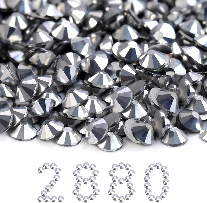 MEIBITE Flatback Rhinestones Bulk, 2880PCS Silver Rhinestones for Clothes DIY Decoration Crafts, Silver, SS30, 6.3-6.5mm