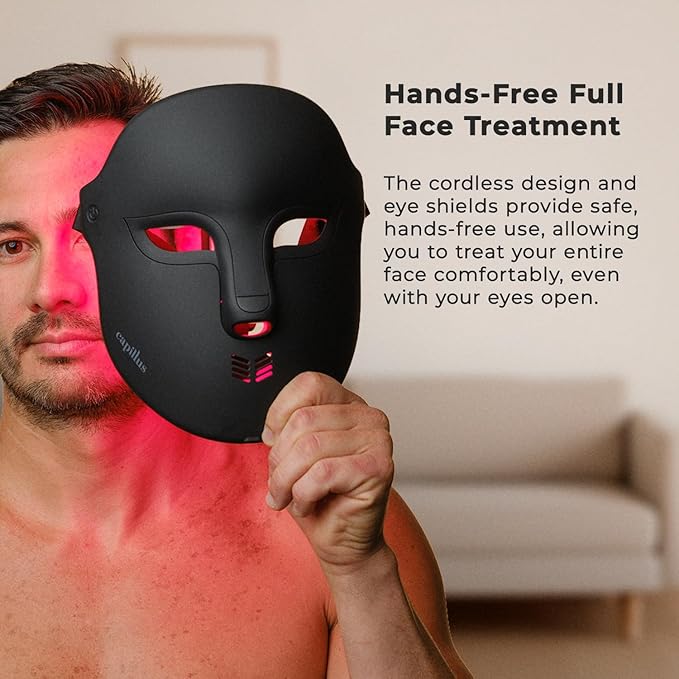 Capillus Red Light Therapy Mask – LED Face Mask Light Therapy 4 in 1 Infrared, Blue & Pink Red Light Mask Face Therapy Device