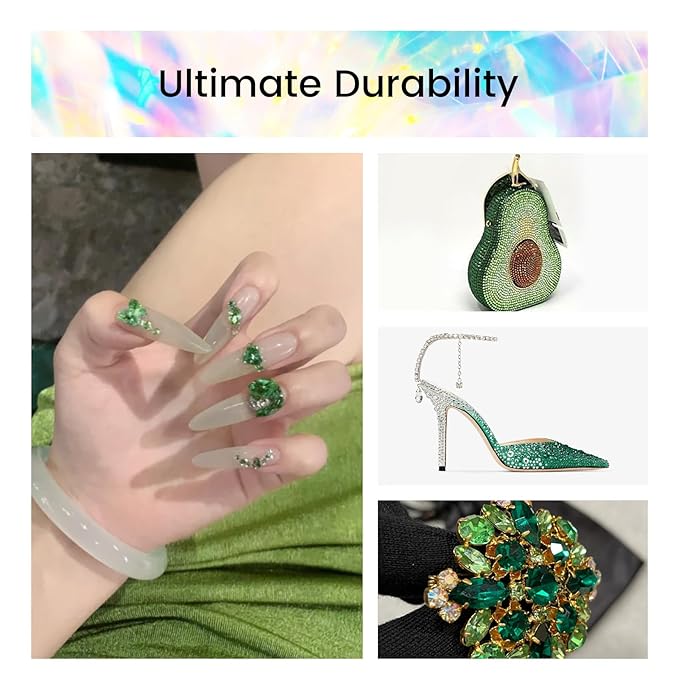 Novani Rhinestones 3000Pcs Flatback Crystal Round Loose Gemstones Glass Rhinestones for Crafts Makeup Nail Art Clothes Shoes DIY Decorations(SS10, 2.7-2.9mm,Green)