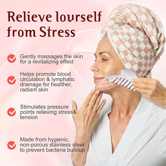 Gua Sha Facial Tools and Face Roller Set, Stainless Steel Facial Sculpting Eyes Roller Guasha for Face, Chin & Jawline Sculpting,Skin Care