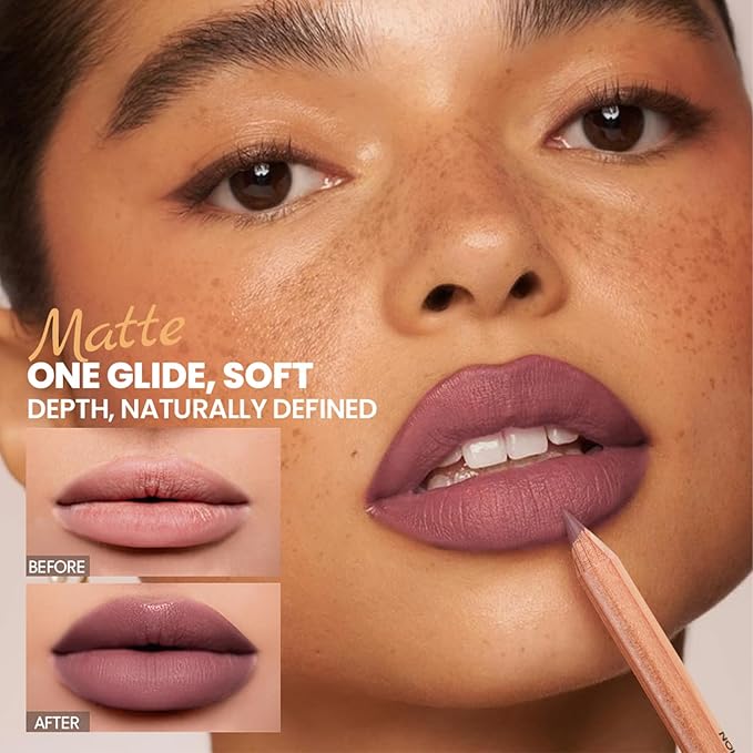 Erinde Nude Matte Lip Liner Set, 6 Colors Lipliner Pencil Pack with Sharpener for Define & Sculpt Lip, Long-Lasting Waterproof Non-Smudge Brown Lipliner Delineador De Labios, 03 Coral Peach Plum