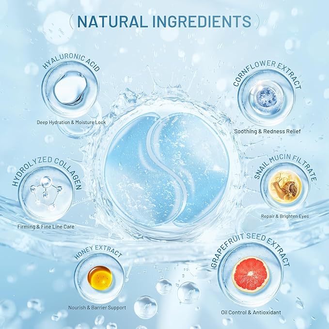Under Eye Patches Masks - Reduce Puffy Eyes, Dark Circles,Undereye Bags, Wrinkles,Infused Peptide Collagen and Hyaluronic Acid,Vegan Cruelty-Free Self Care