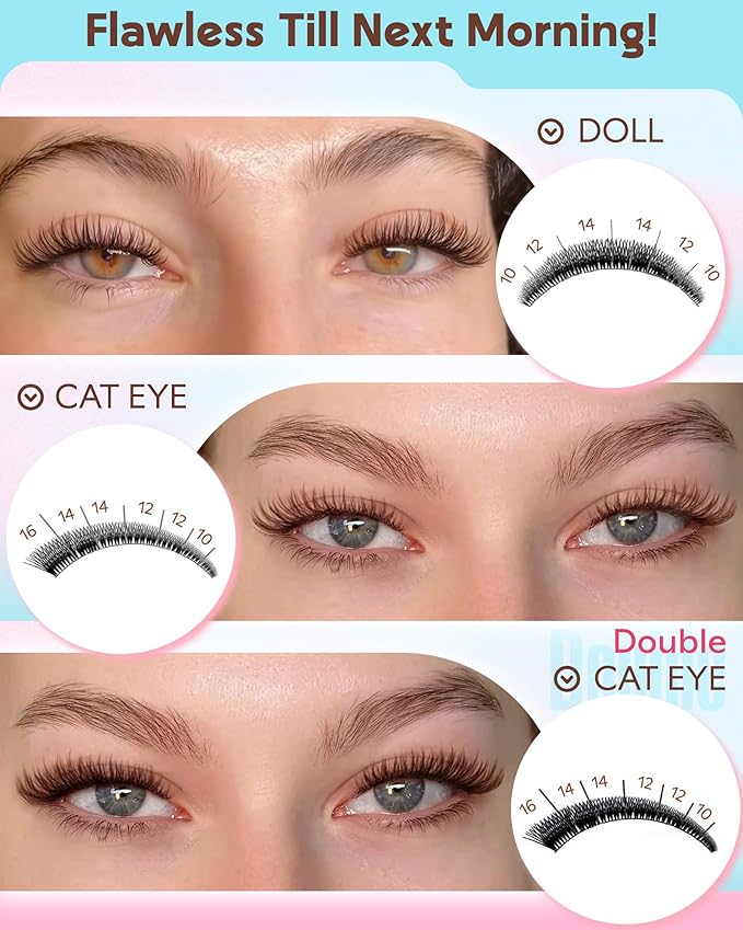 Goddvenus Wispy Lash Clusters Mascara-like Brown Eyelash Clusters Natural Cluster Eyelash Extensions 10-16mm False Eyelashes Individual Lashes C Curl Lash Extension 240pcs
